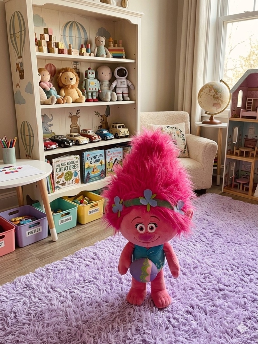 25” DreamWorks Poppy Plush - Hot Pink with Blue Outfit and Flower Headband